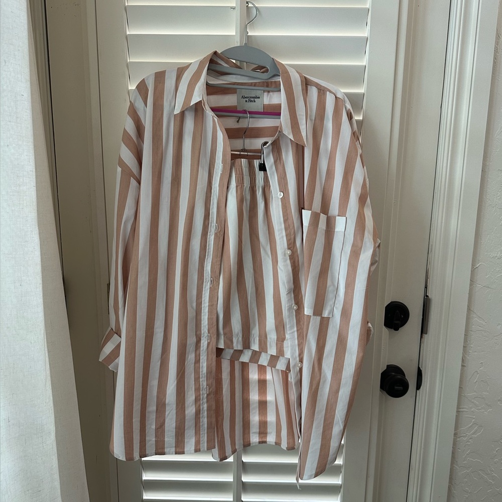 Abercrombie Oversized Poplin Shirt and Short Set